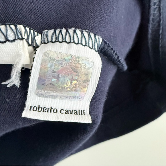 Roberto Cavalli Navy RC Monogram Logo Stretch T Shirt M Italy Baroque Graphic - Picture 11 of 14